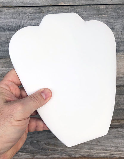 DCH6674 = White Leatherette Padded Necklace Easel 8-1/4"H (Pkg of 3)