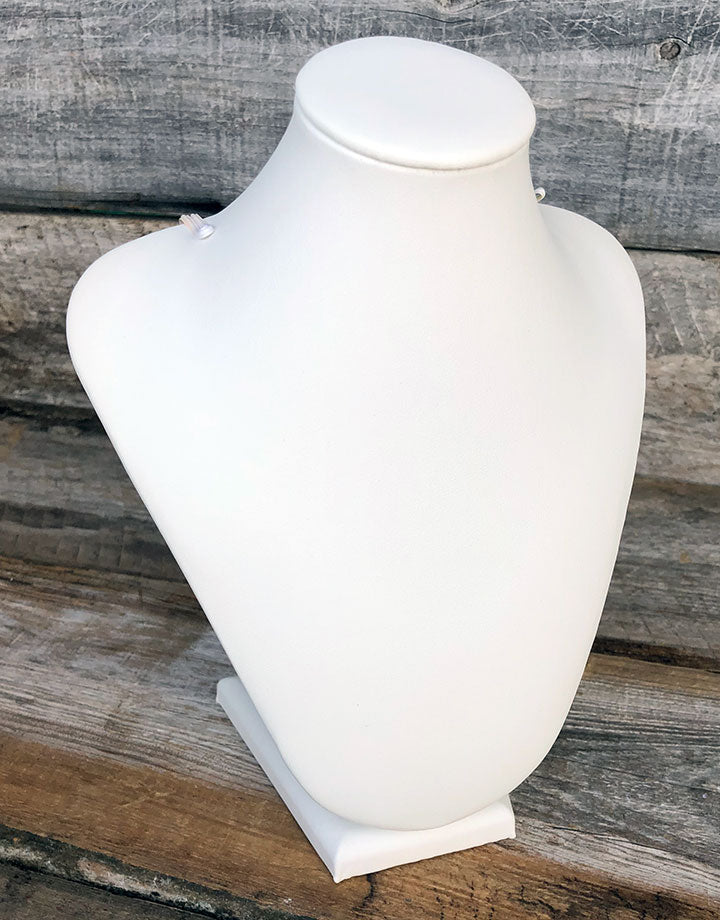 DCH6865 = White Leatherette Necklace Display 6-1/2'' x 4'' x 9-1/4'' H