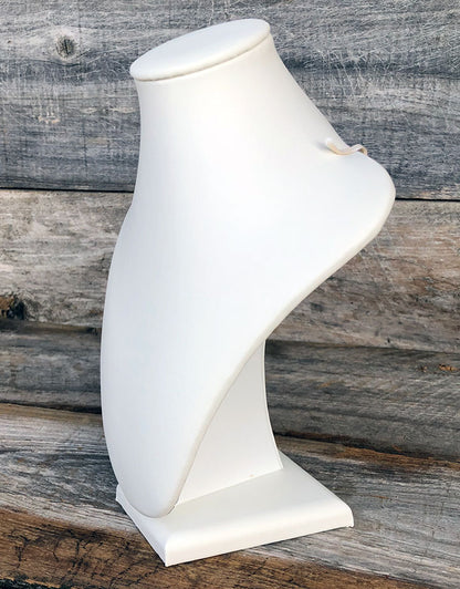 DCH6865 = White Leatherette Necklace Display 6-1/2'' x 4'' x 9-1/4'' H