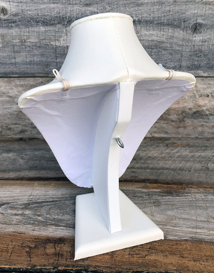 DCH6865 = White Leatherette Necklace Display 6-1/2'' x 4'' x 9-1/4'' H