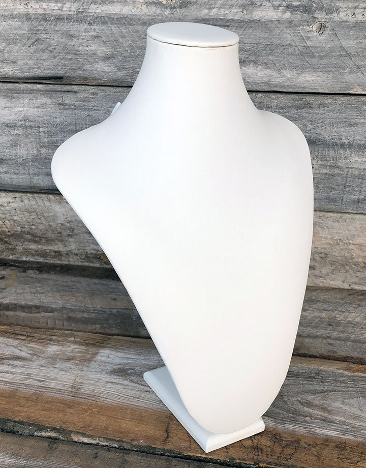 DCH6868 = White Leatherette Necklace Display 14-1/4''H x 9-1/2''W