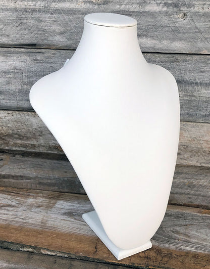 DCH6868 = White Leatherette Necklace Display 14-1/4''H x 9-1/2''W