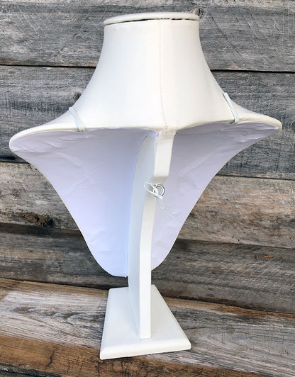 DCH6868 = White Leatherette Necklace Display 14-1/4''H x 9-1/2''W