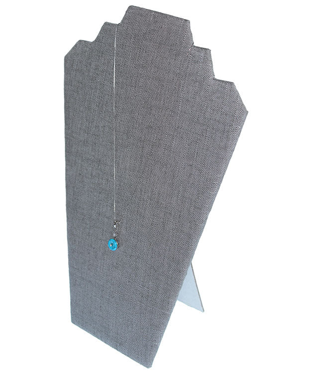 DCH7601 = Grey Linen Necklace Easel 12" H