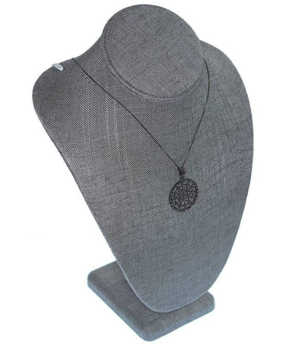 DCH7892 = Grey Linen Necklace Bust 11" H