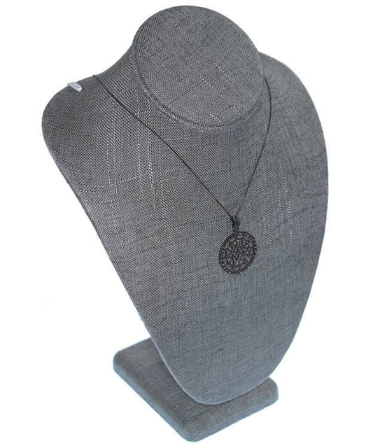 DCH7892 = Grey Linen Necklace Bust 7-1/2'' wide x 11'' high