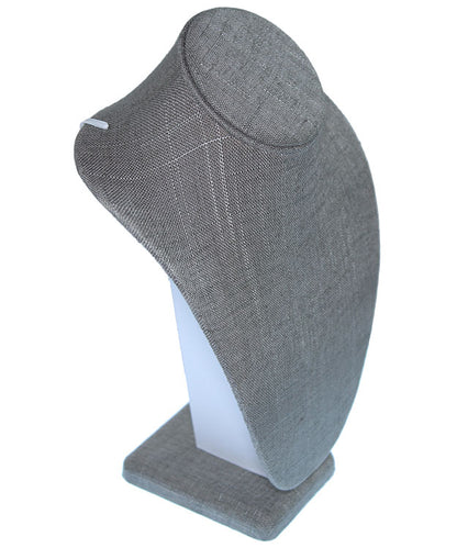 DCH7892 = Grey Linen Necklace Bust 11" H