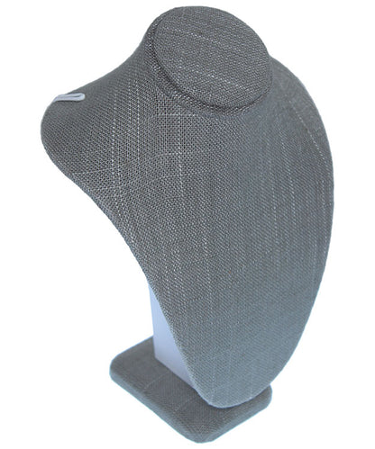 DCH7893 = Grey Linen Necklace Bust 7-1/2" H