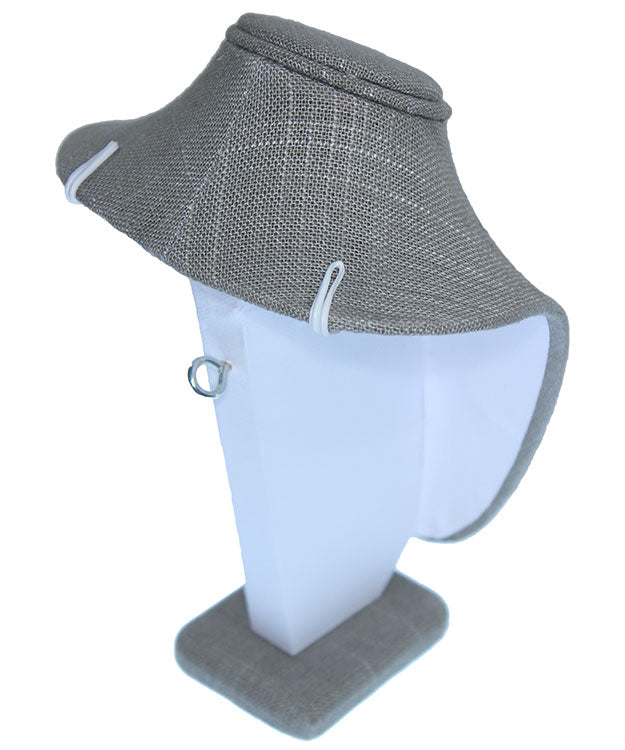 DCH7893 = Grey Linen Necklace Bust 7-1/2" H