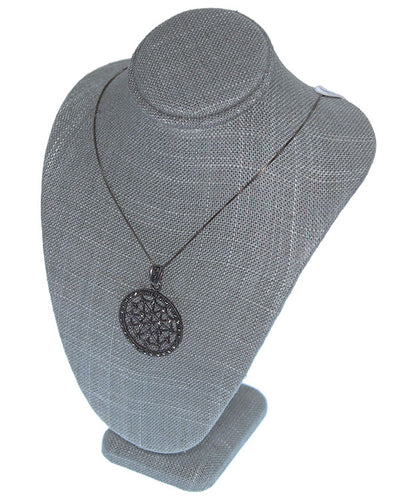 DCH7893 = Grey Linen Necklace Bust 7-1/2" H