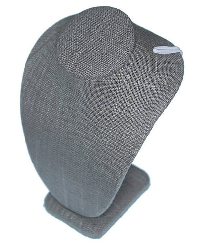 DCH7896 = Grey Linen Necklace Bust 6" H