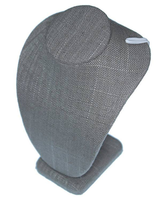DCH7896 = Grey Linen Necklace Bust 4-1/4'' wide x 6'' high