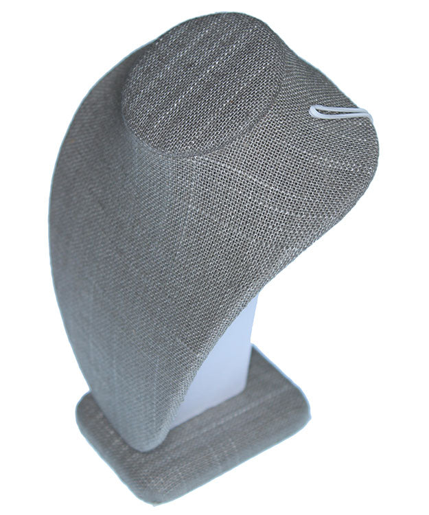 DCH7896 = Grey Linen Necklace Bust 6" H