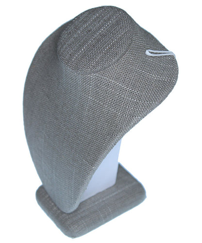 DCH7896 = Grey Linen Necklace Bust 6" H