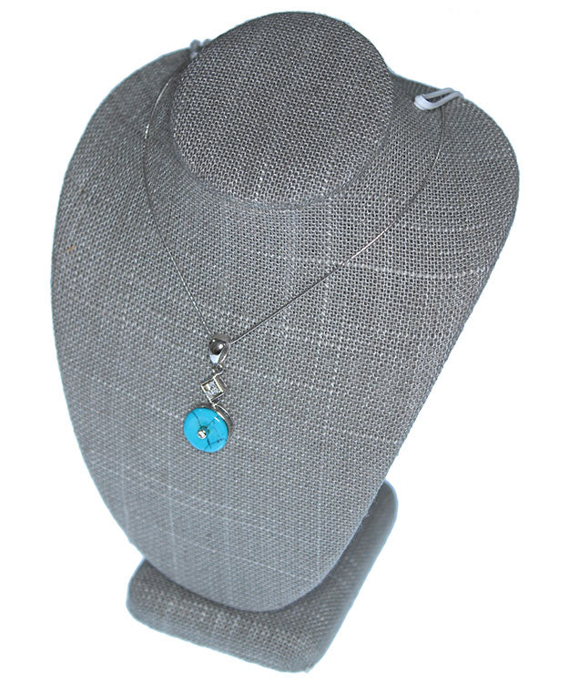 DCH7896 = Grey Linen Necklace Bust 6" H