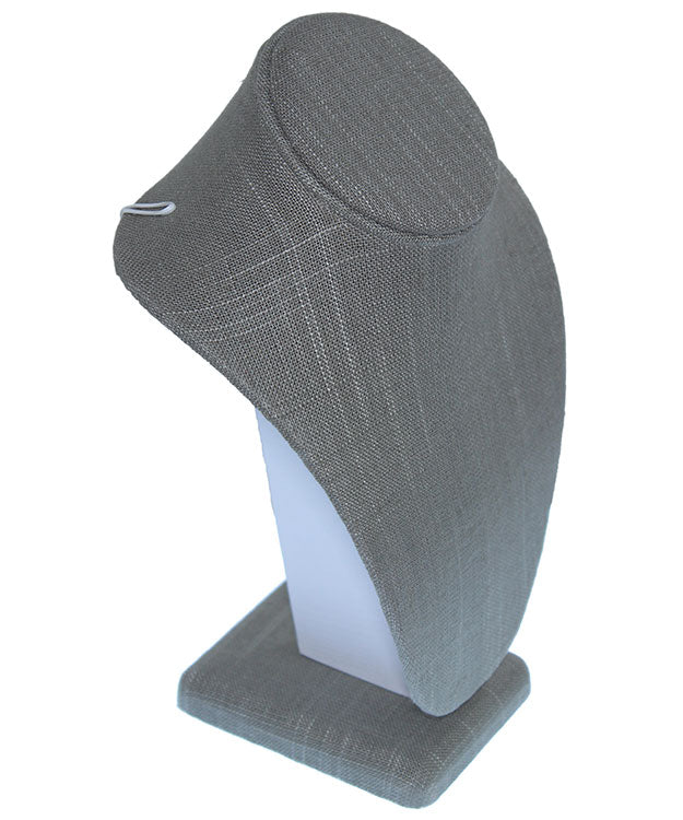 DCH7897 = Grey Linen Necklace Display 10" H