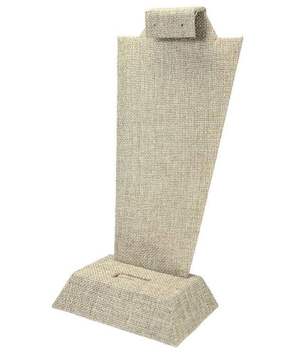 DCO3706 = Burlap Pendant, Ring, Earring Display 9-1/8" H