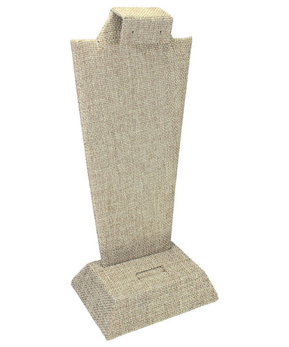 DCO3706 = Burlap Pendant, Ring, Earring Display 9-1/8" H