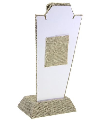 DCO3706 = Burlap Pendant, Ring, Earring Display 9-1/8" H