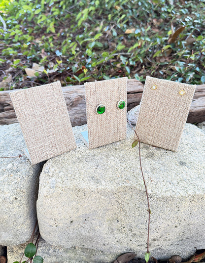 DER301 = Burlap Earring Display 3-1/2" H (Pkg of 3)