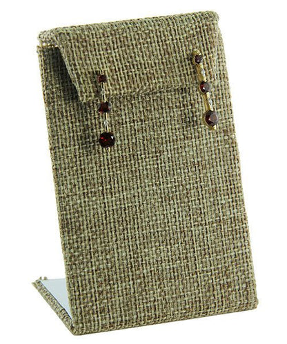 DER302 = Burlap Earring Stand with Flap 3-3/8" H (Pkg of 3)