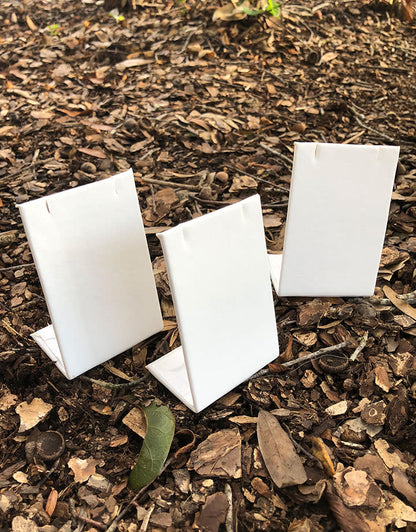DER601 = Earring or Pendant Display - White Leatherette (Pkg of 3)