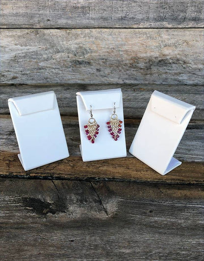 DER602 = White Leatherette Earring Stand with Flap (Pkg of 3)