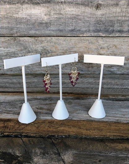 DER6253 = White Leatherette Earring Display 4-3/4'' high (Pkg of 3)