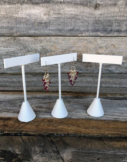 DER6253 = White Leatherette Earring Display 4-3/4'' high (Pkg of 3)