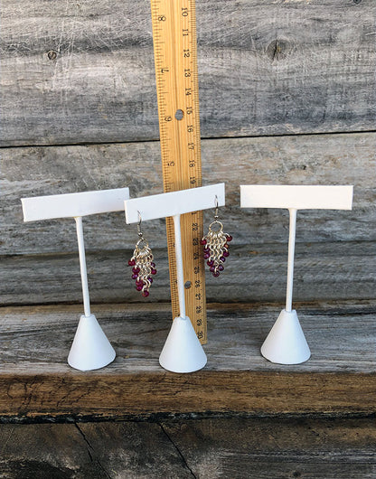 DER6253 = White Leatherette Earring Display 4-3/4'' high (Pkg of 3)