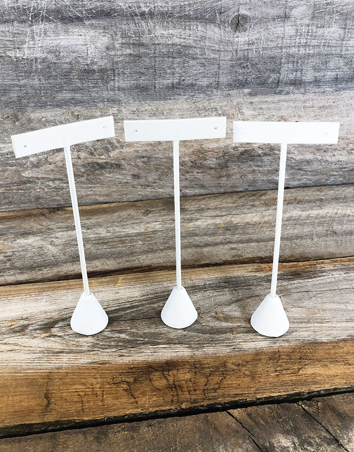 DER6255 = White Leatherette Earring Display 6-1/2'' high (Pkg of 3)