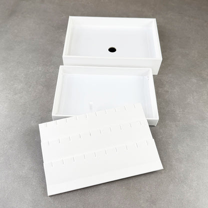 DER6965 = White Leatherette Stackable Earring Tray for 15 Pair