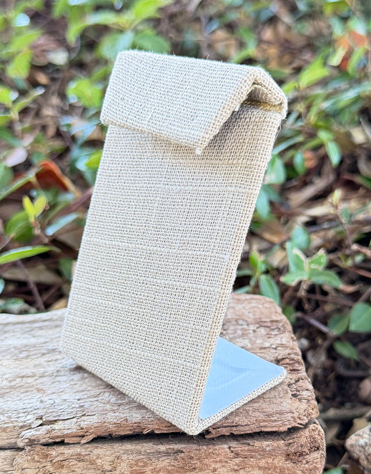 DER7002 = Grey Linen Earring Stand with Flap 3-3/8" H (Pkg of 3)