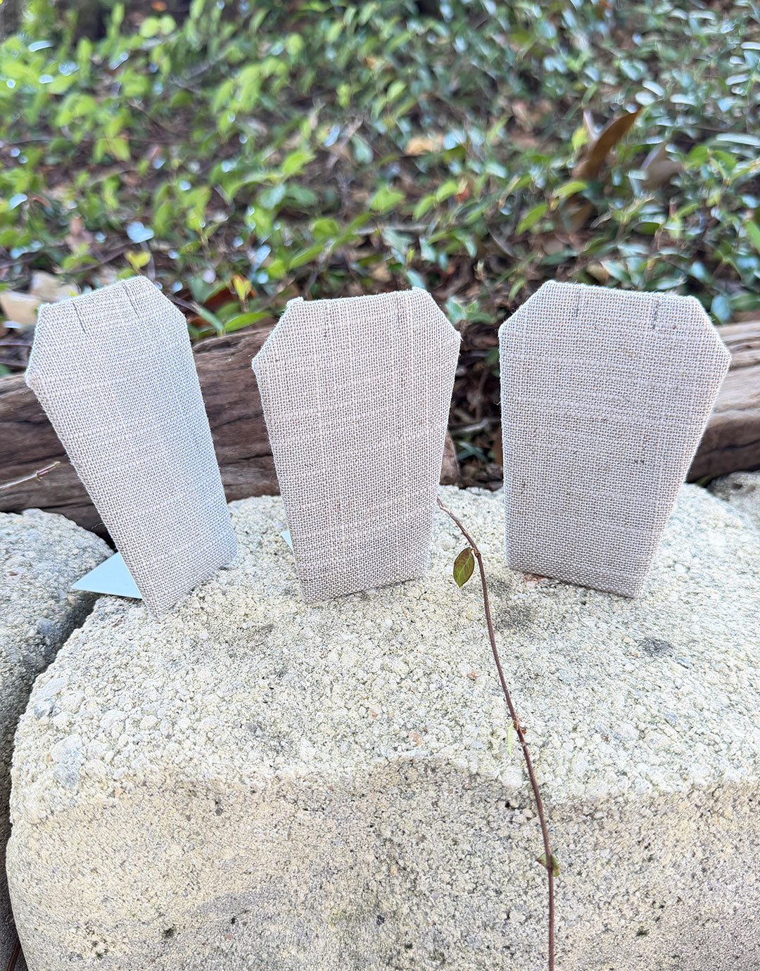 DER7003 = Grey Linen Earring Display Stand 3-1/4" H (Pkg of 3)