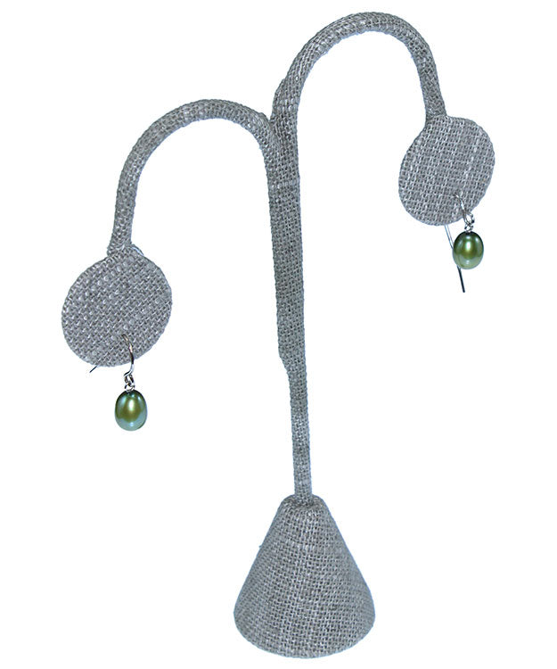 DER7241 = Grey Linen Earring Display 5-1/4" H  (Pkg of 3)