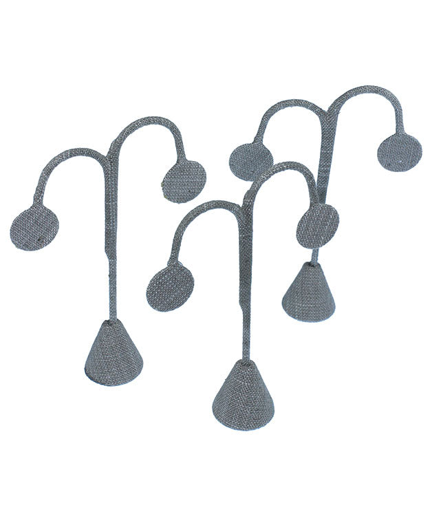 DER7241 = Grey Linen Earring Display 5-1/4" H  (Pkg of 3)