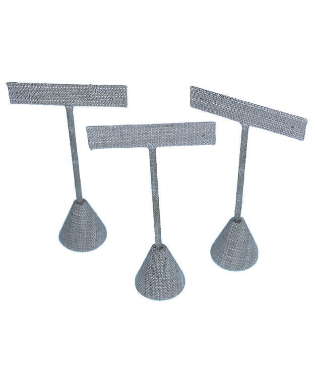 DER7253 = Grey Linen Earring Display 4-3/4" H (Pkg of 3)