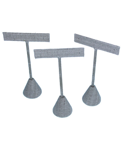 DER7253 = Grey Linen Earring Display 4-3/4" H (Pkg of 3)