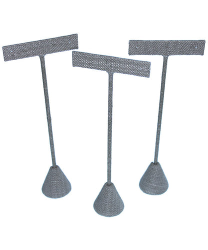 DER7255 = Grey Linen Earring Display 6-1/2" H (Pkg of 3)