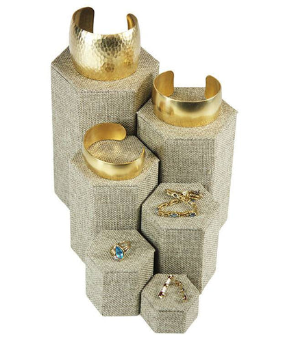 DIS3513 = Burlap Stackable Riser Set of 6