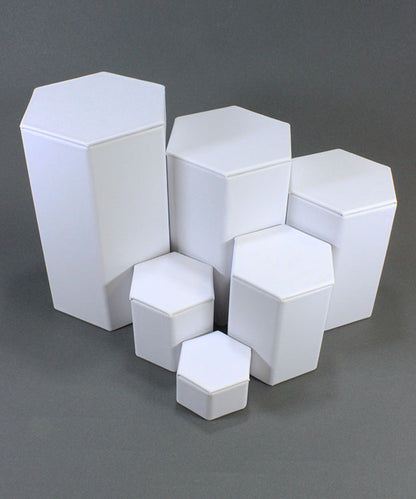 DIS6513 = White Leatherette Hexagonal Riser Set of 6pcs