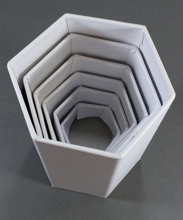 DIS6513 = White Leatherette Hexagonal Riser Set of 6pcs