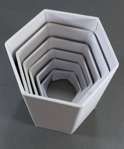 DIS6513 = White Leatherette Hexagonal Riser Set of 6pcs
