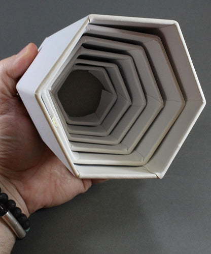 DIS6513 = White Leatherette Hexagonal Riser Set of 6pcs