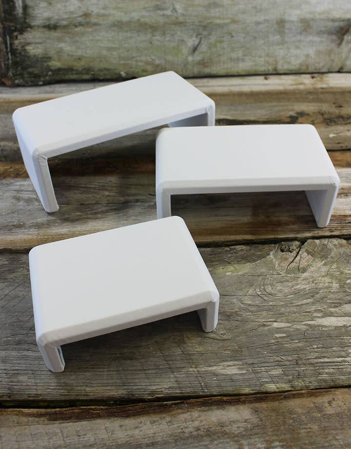DIS6516 = White Leatherette Riser Set of 3pcs