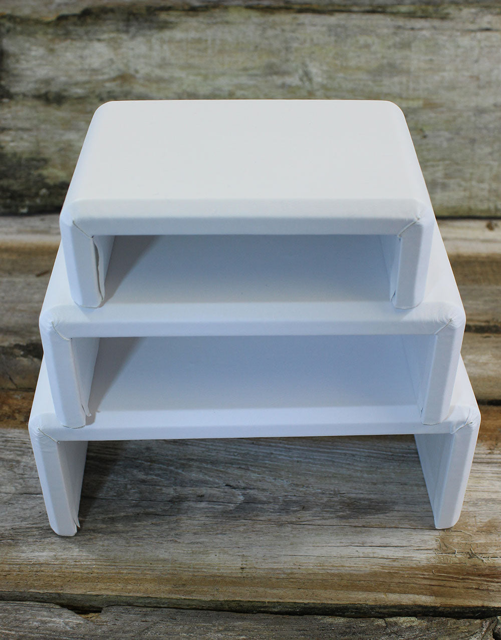 DIS6516 = White Leatherette Riser Set of 3pcs