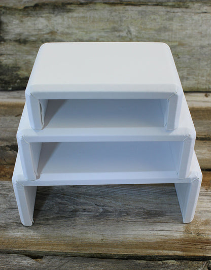 DIS6516 = White Leatherette Riser Set of 3pcs