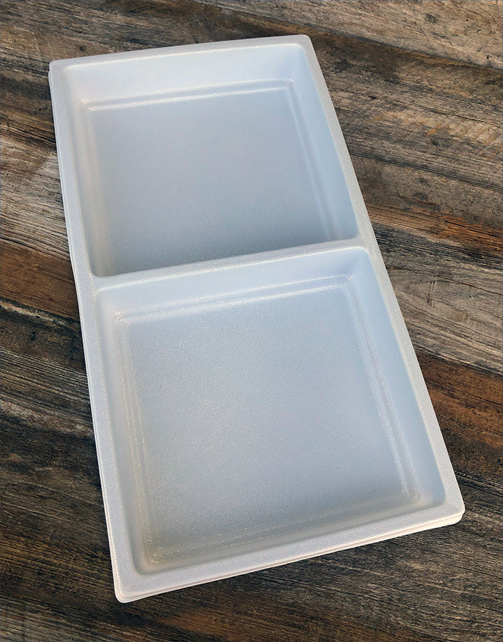 DIS6802 = Plastic Tray Insert 2 Spaces 1-3/8" Deep - White (Pkg of 3)
