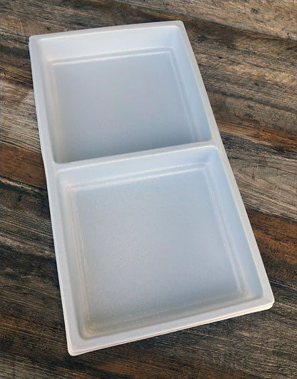 DIS6802 = Plastic Tray Insert 2 Spaces 1-3/8" Deep - White (Pkg of 3)