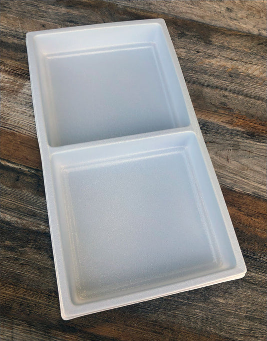 DIS6802 = Plastic Tray Insert 2 Spaces 1-3/8" Deep - White (Pkg of 3)